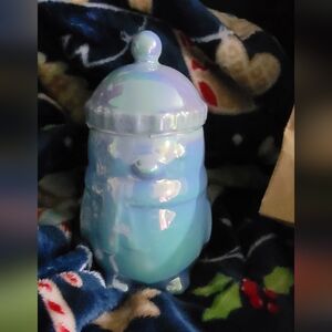 Starbucks Iridescent Blue Ceramic Penguin Mug With Removeable Hat